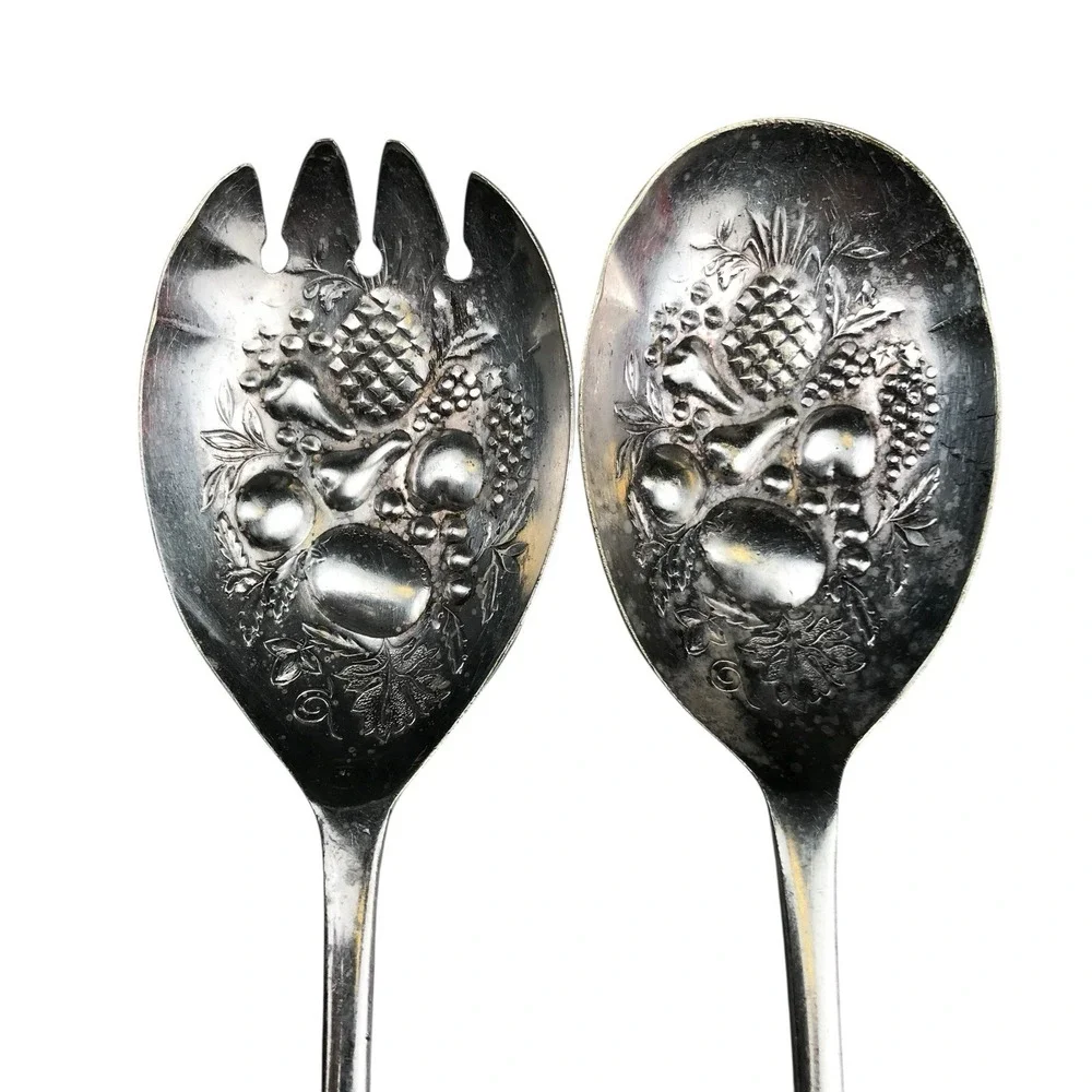 Berry‎ Salad Serving Spoon Set of 2 Silverplate Kings Pattern Sheffield England